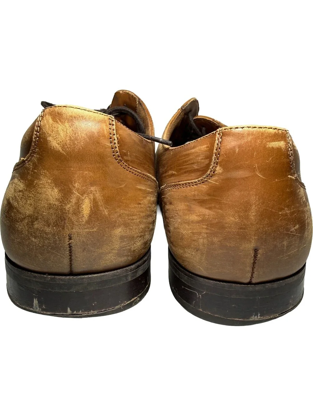 Aldo Flex Square Cap Toe Oxford Cognac Brown Leather Dress Shoes Mens 12 Lace Up